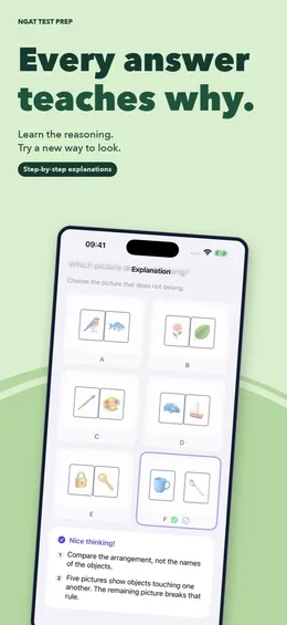 Explanation screen showing the correct picture and the rule in two steps