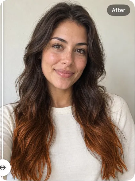 Actual TrueColors example of copper ombré on the same portrait.