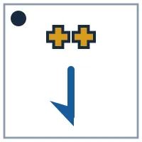 2 solid pluss; hook points down; mark in the top-left corner