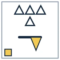 4 outline triangles; flag points right; mark in the bottom-left corner