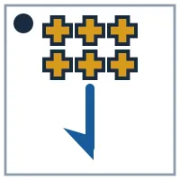 6 solid pluss; hook points down; mark in the top-left corner
