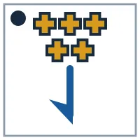 5 solid pluss; hook points down; mark in the top-left corner